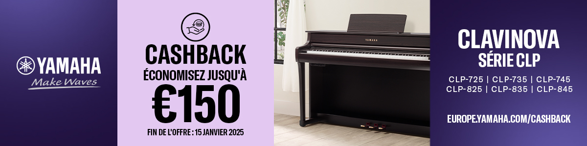 cashback sur les pianos Yamaha Clavinova CLP-825, CLP-835 et CLP-845